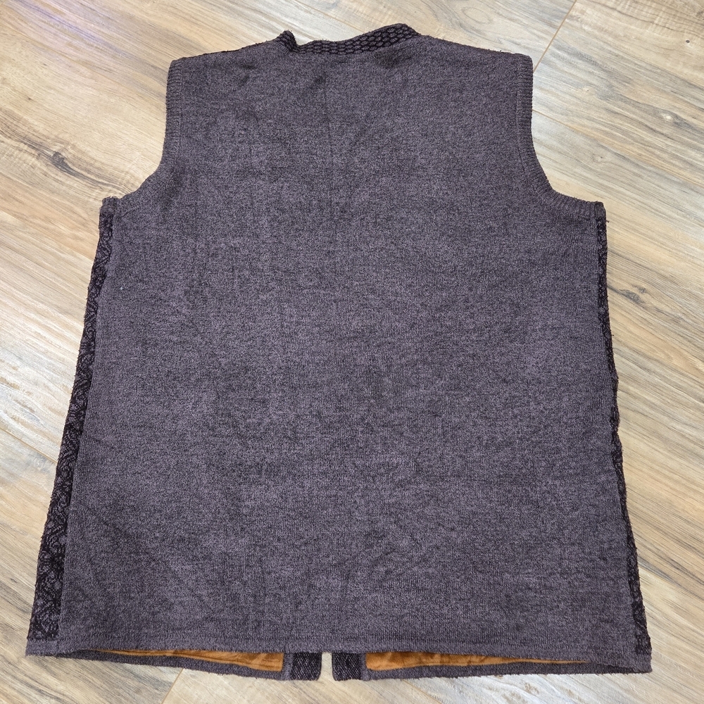 Vintage Dark Purple And Mauve Knit Vest With Reversible Gold Velour Lining - EUC - Picture 2 of 8
